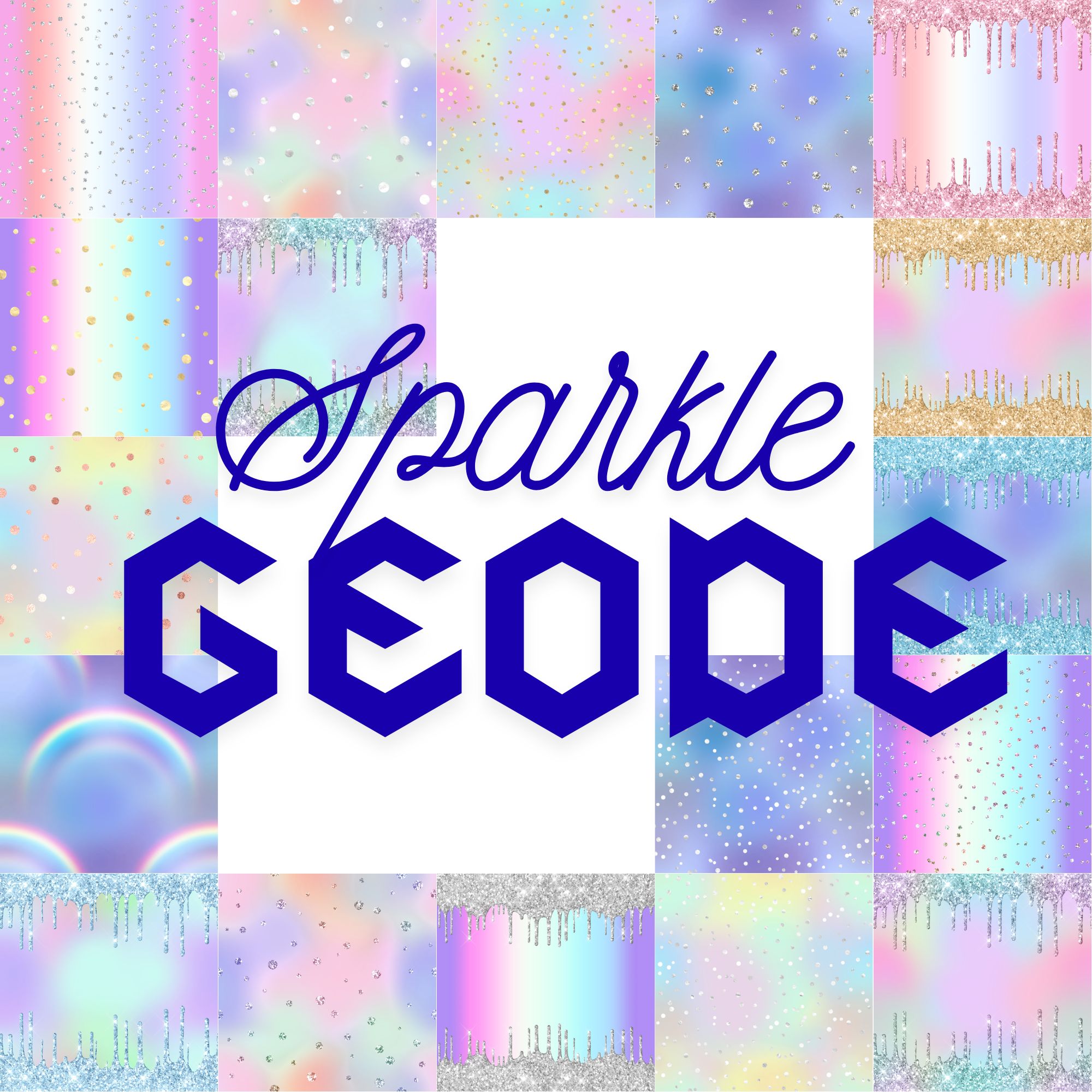12x12 Rainbow Sparkle Geode Background Stash