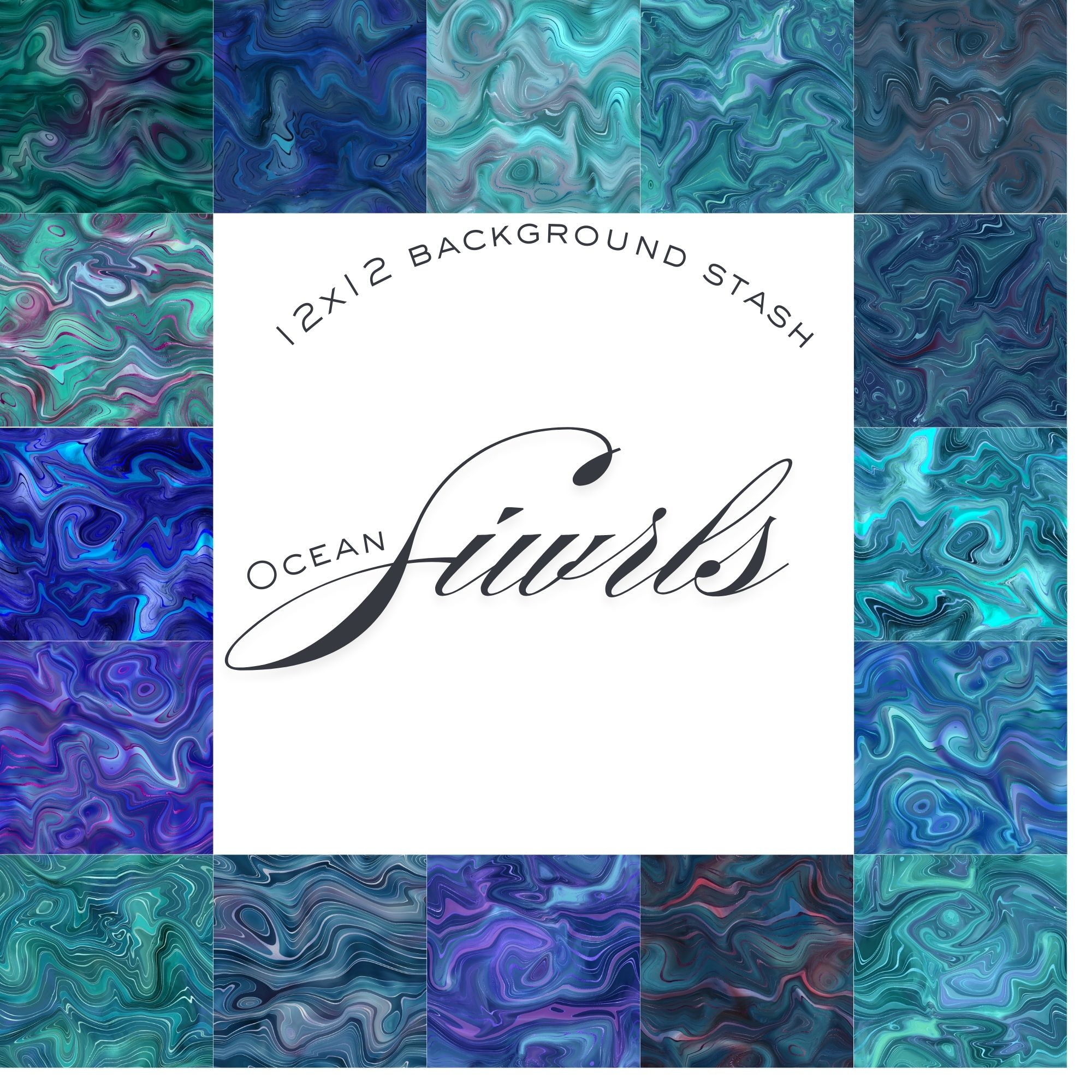 12x12 Ocean Swirls Background Stash